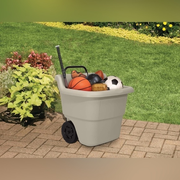 Suncast Resin 15.5 Gallon Multi-Purpose Cart with Wheels, Brown, Taupe NWT - Picture 7 of 13